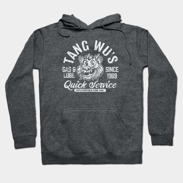 Tang Wu's Gas and Lube - Biker Style (1-Color - Worn - Reverse) Hoodie by jepegdesign